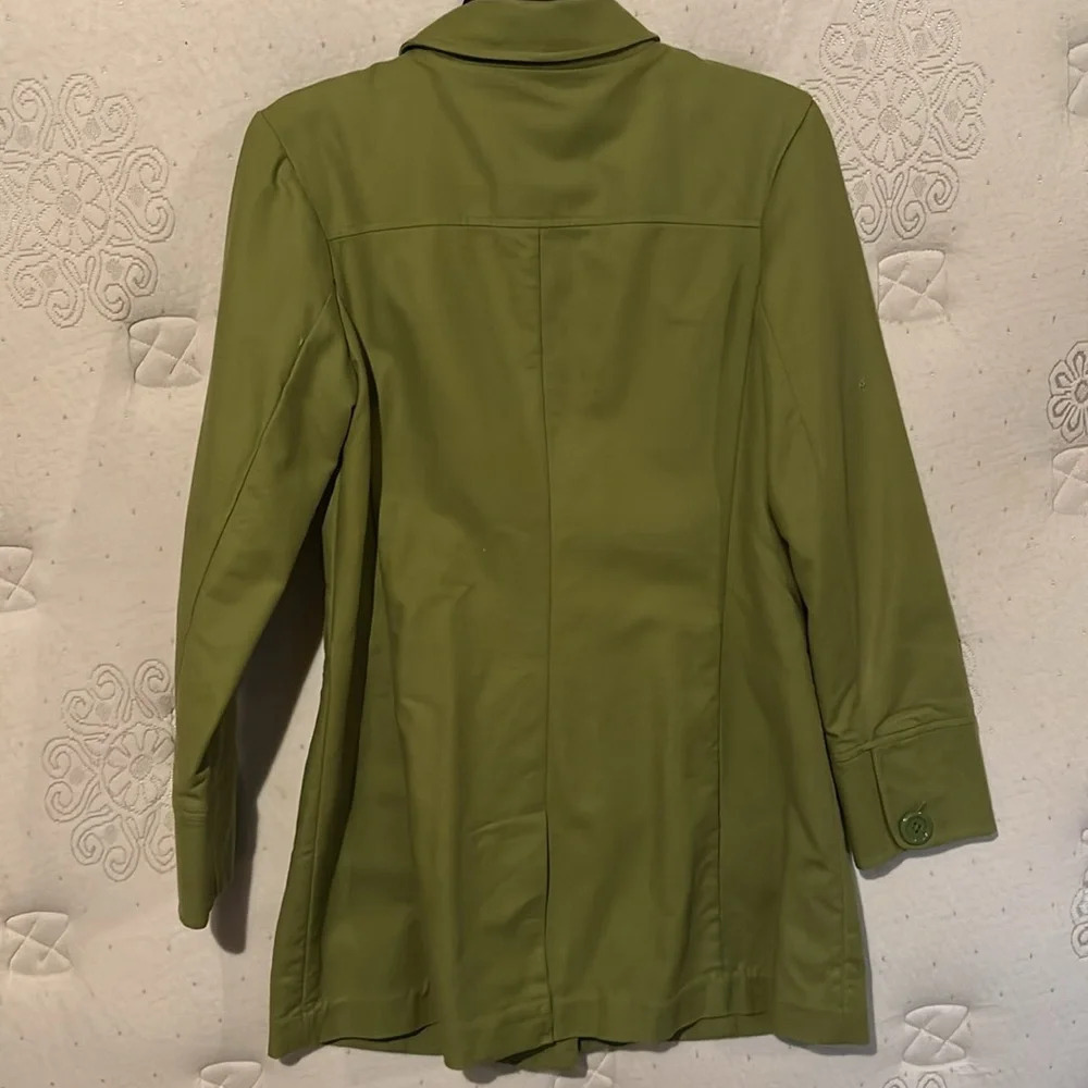 Mossimo Women's Short Trench Coat Green Snap Big Button size Medium - Picture 7 of 10